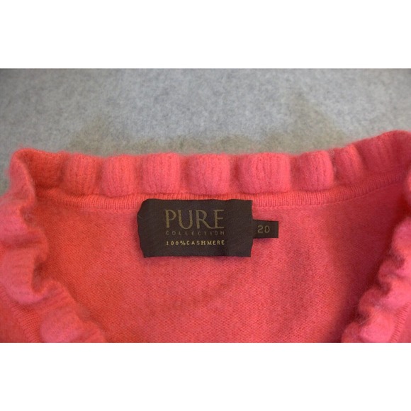 Womans Pure collection scalloped edges cashmere cardigan long sleeved Size 20 - Picture 3 of 6